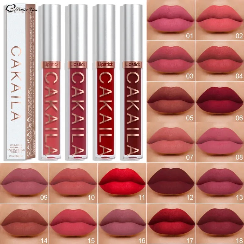 1pc/ CALKAILA 18 different Colors Waterproof Liquid Lipsticks Lip Makeup Matte Velvet Lipstick Lip Gloss Cosmetic Nude Long Lasting Non-marking