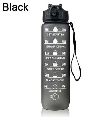 1L Water Bottle With Time Marker Plastic Motivational Water Bottle