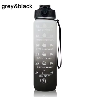 1L Water Bottle With Time Marker Plastic Motivational Water Bottle