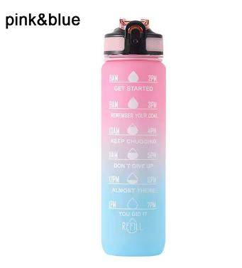 1L Water Bottle With Time Marker Plastic Motivational Water Bottle