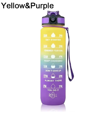 1L Water Bottle With Time Marker Plastic Motivational Water Bottle