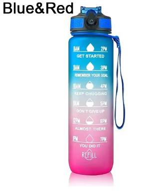 1L Water Bottle With Time Marker Plastic Motivational Water Bottle